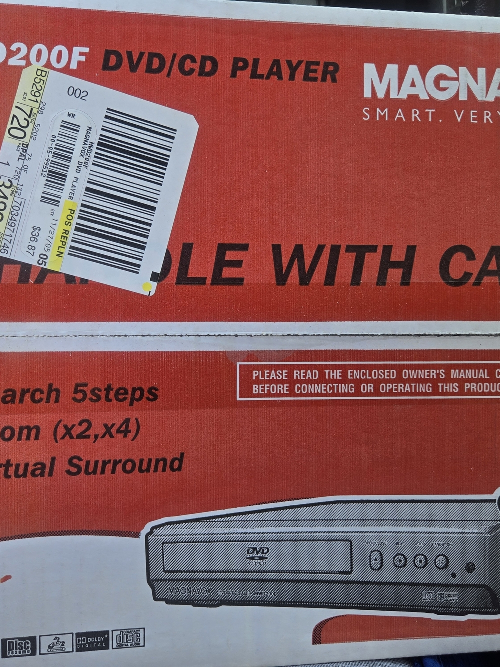 Magnavox Red DVD/CD Player - DVD020F Sealed Box